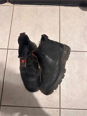 Redback Boots Black Chelsea Work Boots with Red Accents